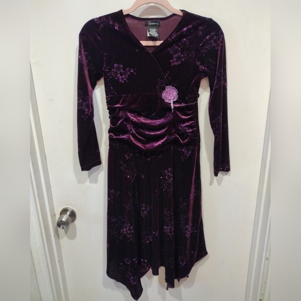 Speechless Girl's Purple Velvet Sparkle Midi Dress Sz 12-Fairy Whimsigoth Event